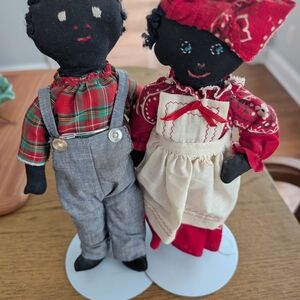 Charming Handmade Doll Set with Red and Gray Accents